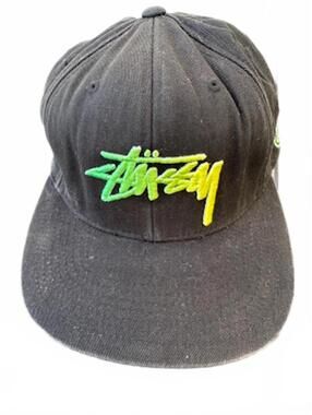 Stussy Snapback Hat Black Neon Logo